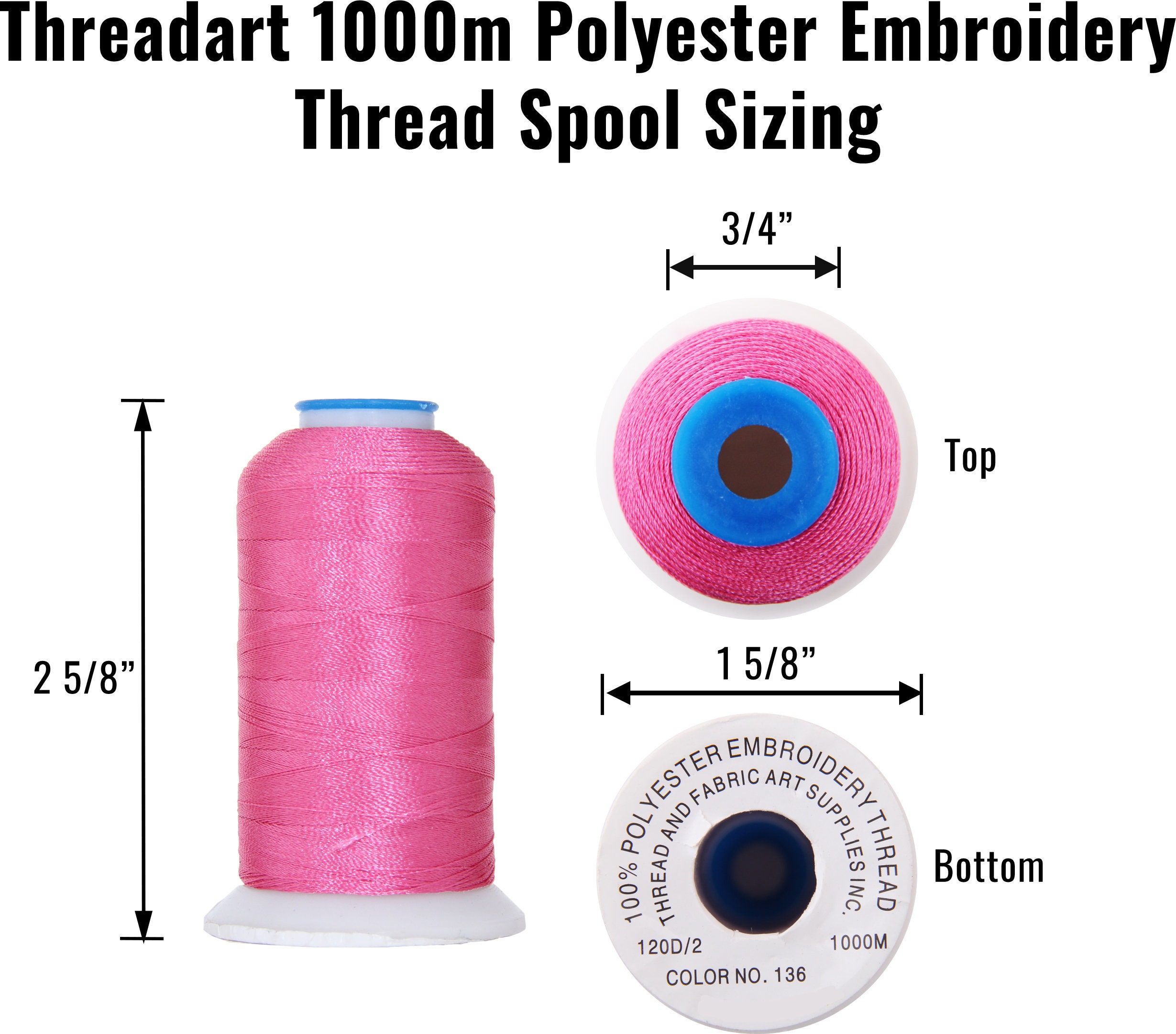 Embroidery Huge Spool Machine Thread-5000 Meters Simthread 120D/2 Polyester  40wt