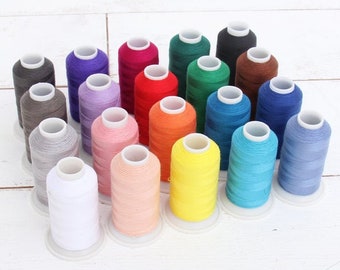 20 Color All-Purpose Sewing Thread Set - Mini-King Cones Of Spun Polyester In 20 Vivid Colors - Set B