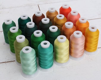 Rayon Machine Embroidery Thread Set 20 Yellowgreen Colors - 1000m Cones - 40wt