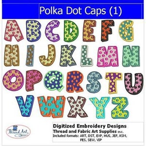 Polka Dot Font Machine Embroidery Design Set - Polka Dot Capital Letters (1) - 24 Designs - 9 Formats - Alphabet