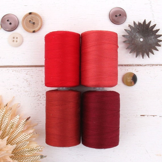 100% Cotton Thread Set | 4 Red Tones | 1000M (1100 Yards) Spools | For Quilting & Sewing