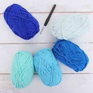 Super Soft Chenille Yarn Set - Blues - Pack of 5 Skeins - #5 Chunky Plush Velvet Fluffy -50 Gram Skeins - 60 yds Each