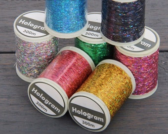 Sparkle Glitter Thread Set - 7 Colors of Holographic Thread -300 Meters