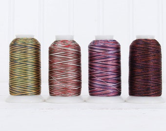 Multicolor Polyester Embroidery Thread Set - 4 Holiday Shades Variegated Spools - 1000 Meters