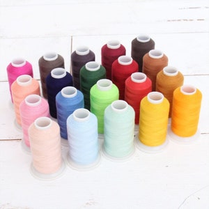 20 Color All-Purpose Sewing Thread Set - Mini-King Cones Of Spun Polyester In 20 Essential Colors - Set A