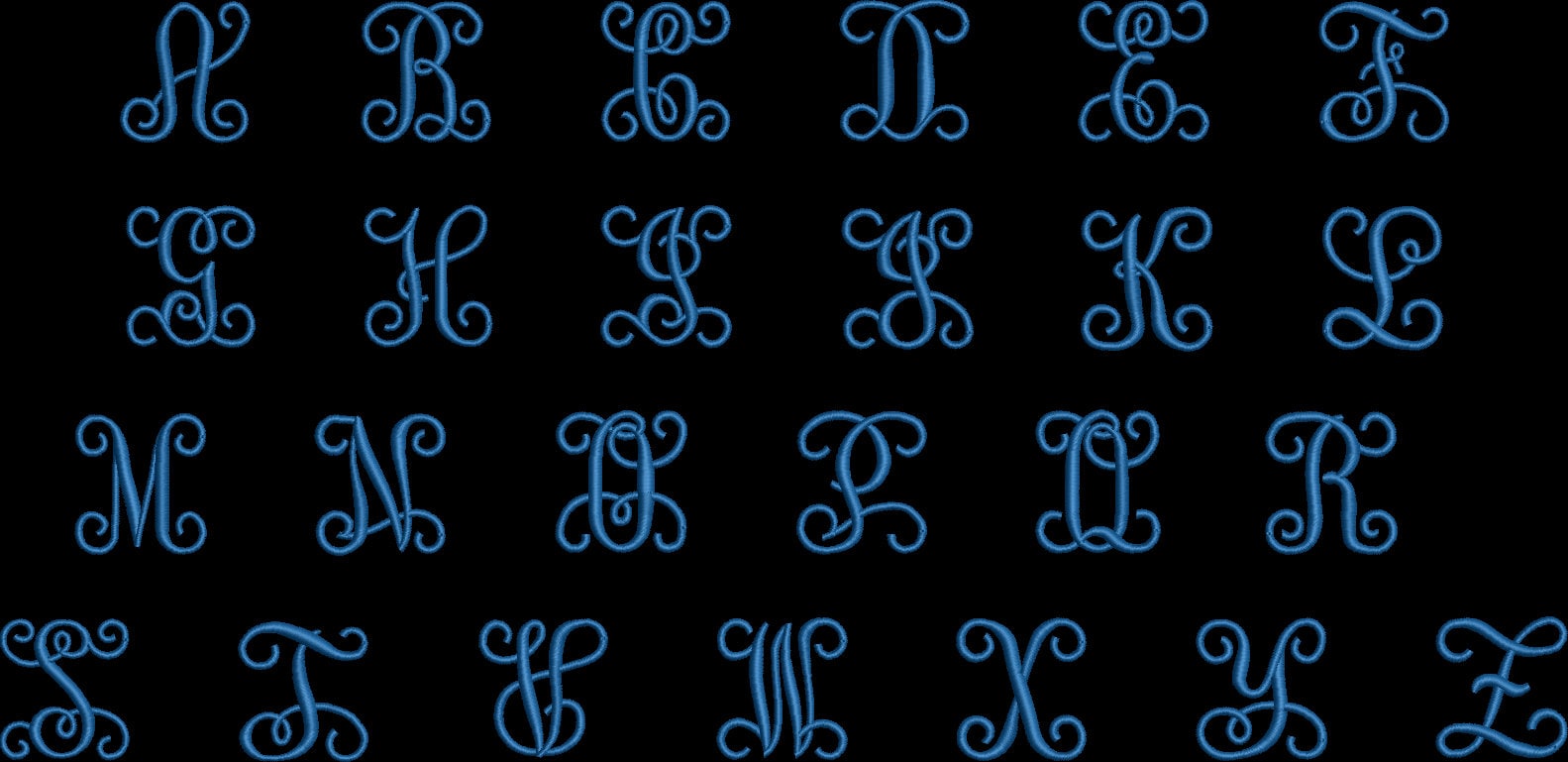 Interlocking Font Machine Embroidery Design Set - Monogramming Alphabet ...
