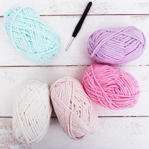 Super Soft Chenille Yarn Set - Pastels - Pack of 5 Skeins - #5 Chunky Plush Velvet Fluffy -50 Gram Skeins - 60 yds Each
