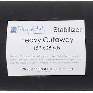 Black Cutaway Embroidery Stabilizer | Heavy Weight 2.8 oz | 15&quot; x 25 yd Roll | For Machine Embroidery
