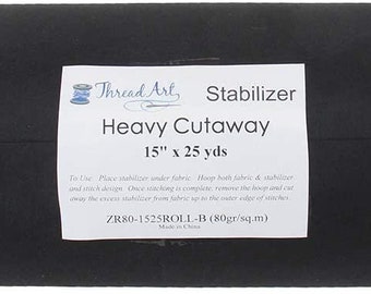 Black Cutaway Embroidery Stabilizer | Heavy Weight 2.8 oz | 15" x 25 yd Roll | For Machine Embroidery