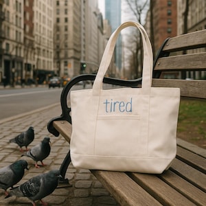 Personalized Tote Bag  - Embroidered With Name or Words - Custom Canvas Tote Bag