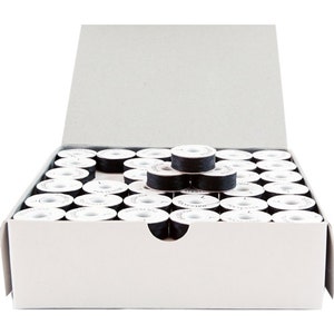 ThreadArt Prewound Embroidery Thread Bobbins - 144 Count Per Box - Black Cardboard Sided - L Style