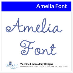 Amelia Font Machine Embroidery Design Set -  Cursive Alphabet Letters BX Font - Download 9 Formats and 3 Sizes - 1&quot;, 1.5&quot;, 2&quot;