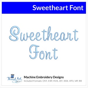 SweetHeart Schrift, Maschinenstickerei, Design Set - Schreibschrift Kursive Buchstaben Alphabet Schrift - Download 9 Formate und 3 Größen