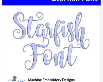 Starfish Font Machine Embroidery Design Set -  Whimsical Cursive Alphabet Letters BX Font - Download 9 Formats and 3 Sizes