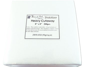 Heavy Cutaway Embroidery Backing Stabilizer - 8x8 Precut Sheets