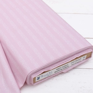 Premium Cotton Quilting Fabric Sold By The Yard - Patterned Stripe Pink 4