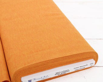 Threadart Yarn Dyed Linen Fabric, Cedar, 43" Wide, 1, 3 & 10 Yard Cuts, Homespun Cotton Linen Blend