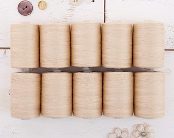 100% Cotton Thread Set | 10 Natural Color Spools | 1000M (1100 Yards) Spools | For Quilting & Sewing