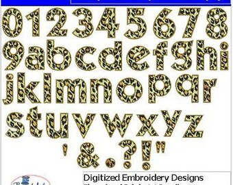 Leopard Font Machine Embroidery Design Set - 2" Tall Leopard Alphabet(1) - 42 Letter Designs - 9 Formats - Threadart