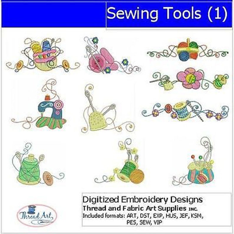 Machine Embroidery Design Set Sewing Tools1 10 Designs Etsy