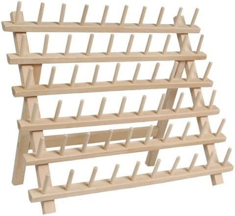 Less Dense Small Thread Rack Mini Mega Sized Wood Thread Rack - Holds 60 Spools Sewing Thread ...