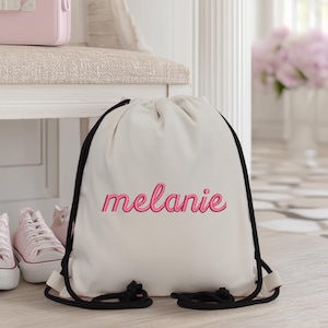Zaino in tela con coulisse personalizzabile - Ricamato con nome o monogramma