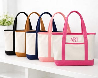 Monogrammed Tote Bag  - Custom Canvas Tote Bag - Embroidered With Initials