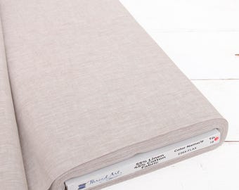 Threadart Yarn Dyed Linen Fabric, Flax, 43" Wide, 1, 3 & 10 Yard Cuts, Homespun Cotton Linen Blend