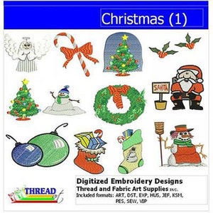 Machine Embroidery Design Set Christmas1 12 Designs 9 Formats Threadart image 1