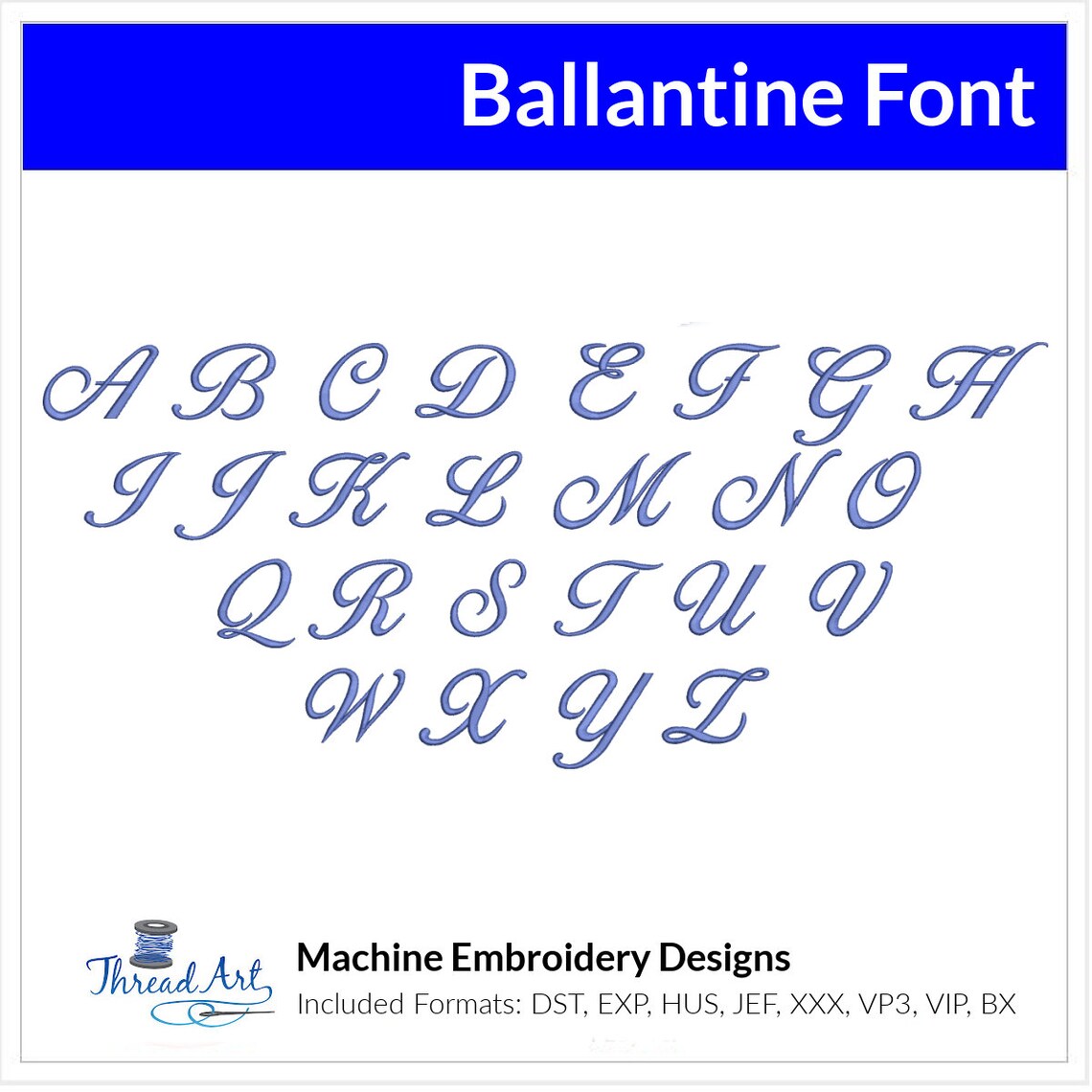 Ballantine Font Machine Embroidery Design Set - Cursive Alphabet ...
