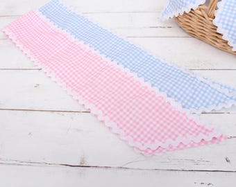 Lazo para corona o cesta de regalo - Rosa y azul - En blanco