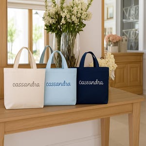 Embroidered Tote Bag Personalized With Name - Premium Custom Tote Bag, Canvas Tote Bag With Embroidery Monogrammed Monogram by ThreadArt