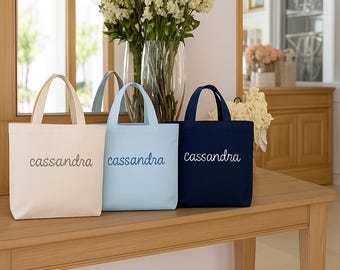 Embroidered Tote Bag Personalized With Name - Premium Custom Tote Bag, Canvas Tote Bag With Embroidery Monogrammed Monogram by ThreadArt