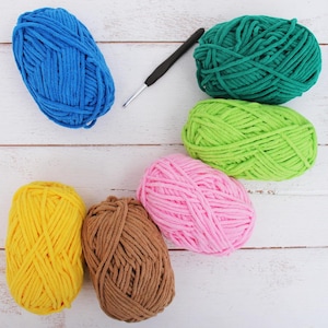 Super Soft Chenille Yarn Set - Tropical - Pack of 6 Skeins - #5 Chunky Plush Velvet Fluffy-50 Gram Skeins - 60 yds Each