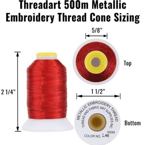 Metallic Thread For Machine Embroidery, Decorative Stitching, Quilting 25 different colors 500M per spool image 2