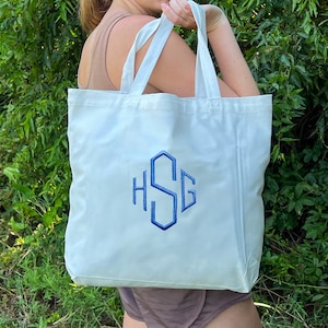 Monogrammed Tote Bag with Embroidery- Custom Tote Bag, Embroidered Canvas Tote Bag Monogram