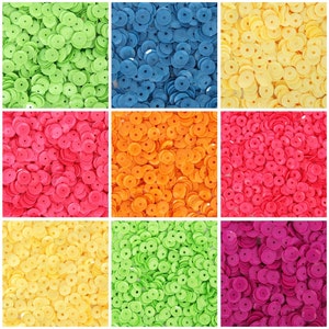 Loose Cup Sequins - Neon Colors - 2 Sizes - 6 Colors - 720/Pack - Threadart