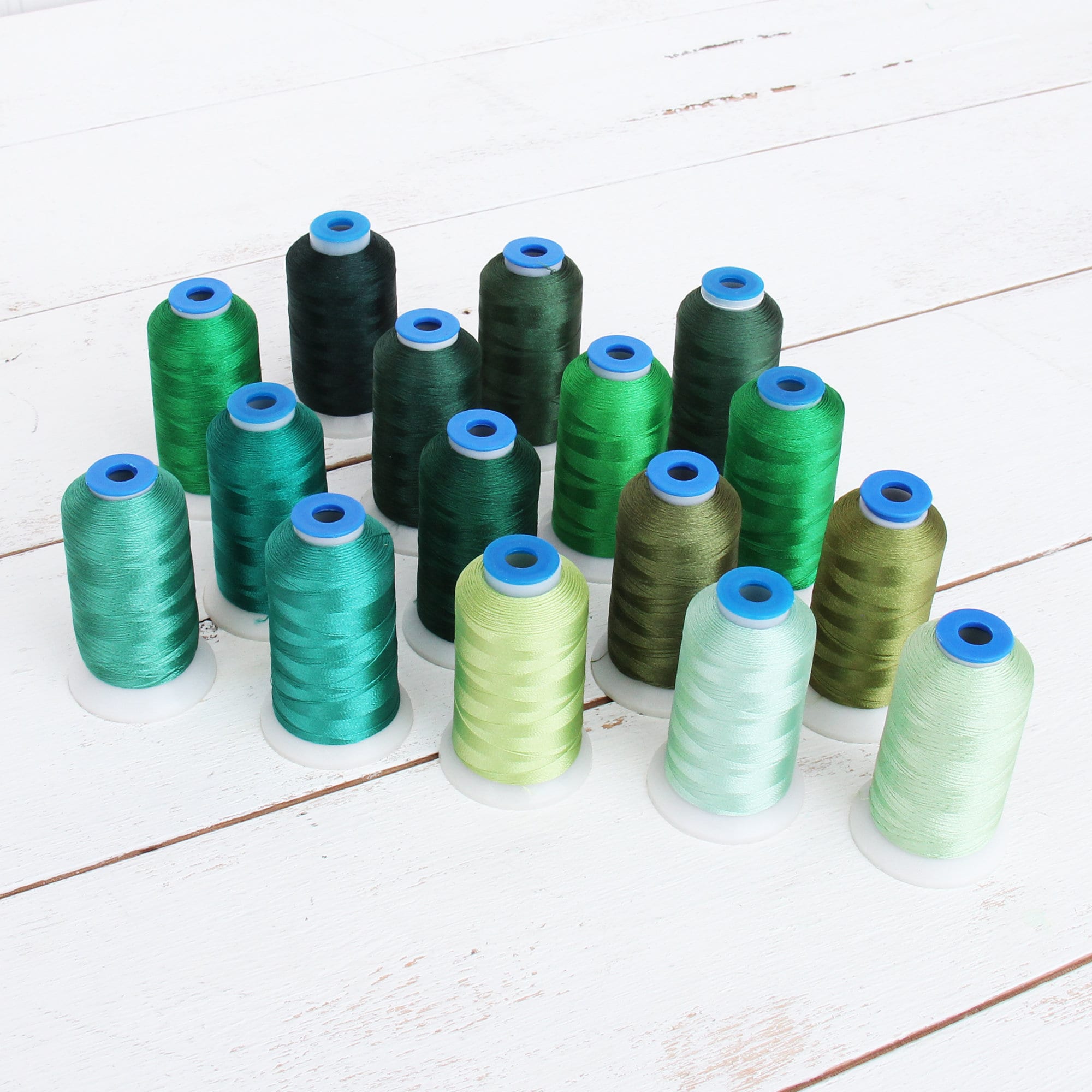Polyester Machine Embroidery Thread Set - 16 Green Color Builder ...