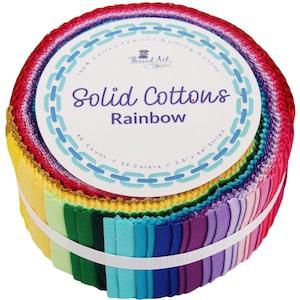 Jelly Roll Fabric Strips, 40 Precut Fabric Strips in Rainbow Colors, Premium Cotton
