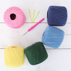Crochet 100% Pure Cotton Thread Set - 5 Pack of Spring Colors - Size 10