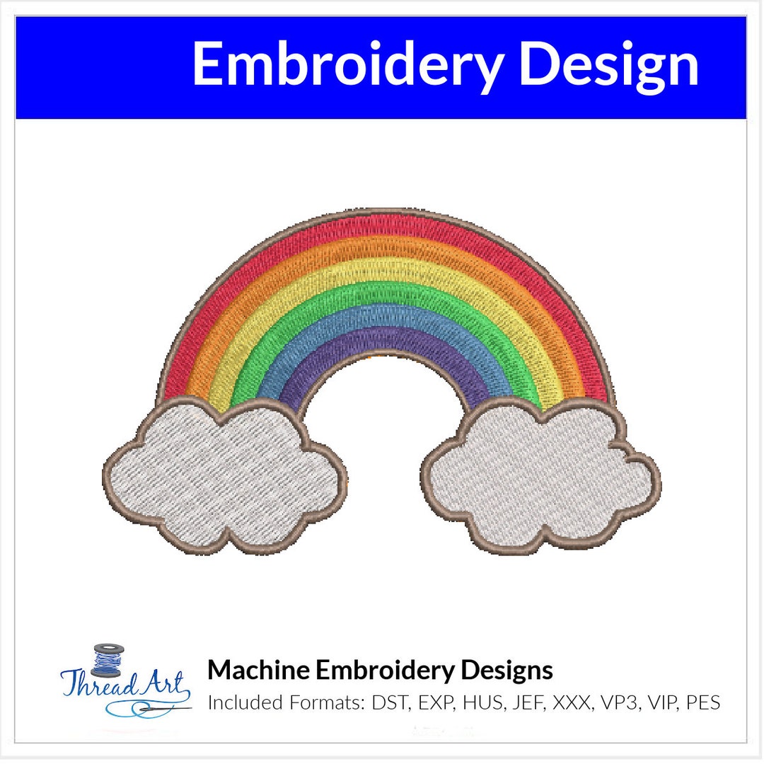 Rainbow Embroidery Design Instant Download Cute Beach Summer - 4 Sizes ...