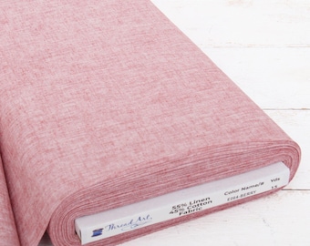 Threadart Yarn Dyed Linen Fabric, Berry, 43" Wide, 1, 3 & 10 Yard Cuts, Homespun Cotton Linen Blend