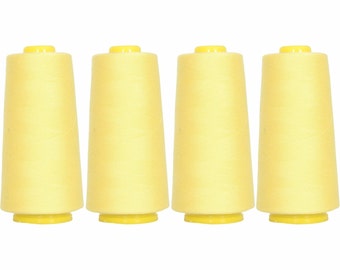 4 Big Cones Lemon Serger Sewing Thread 2750 Yd Tex 27 40s2 - Threadart