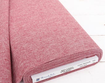 Threadart Yarn Dyed Linen Fabric, Red, 43" Wide, 1, 3 & 10 Yard Cuts, Homespun Cotton Linen Blend