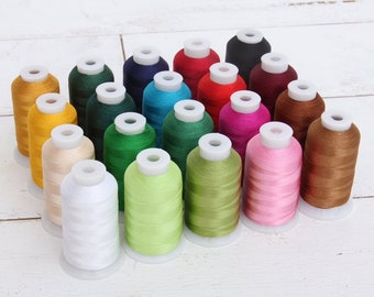 Polyester Machine Embroidery Thread Set - 20 Holiday Colors - 1000m Cones - 40wt