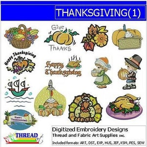 Machine Embroidery Design Set Thanksgiving1 13 Designs 9 Formats Threadart image 1