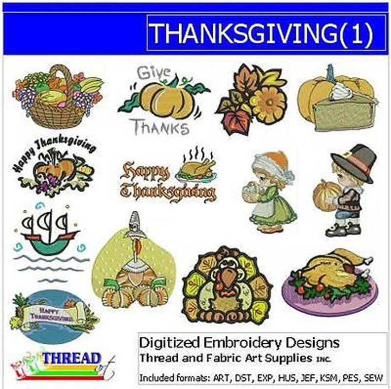 Machine Embroidery Design Set Thanksgiving1 13 Designs 9 Formats Threadart image 1