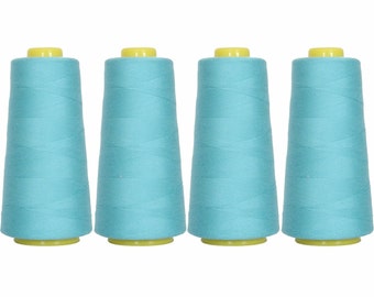 4 Big Cones Turquoise Serger Sewing Thread 2750 Yd Tex 27 40s2 - Threadart