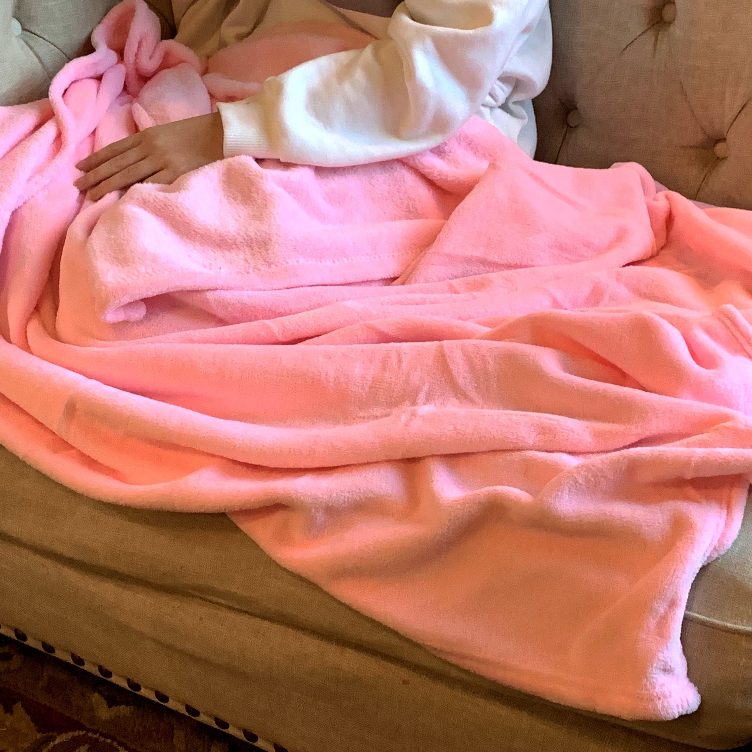 Monogrammed Plush Fleece Blanket Throw - Several Colors - Personalized Customized Gift Embroidered