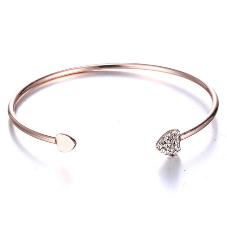 Gold Plated Crystal Double Heart Bangle by Diane Lo/'ren